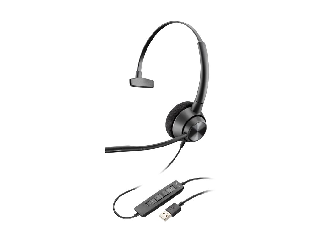 Poly EncorePro 310 - EncorePro 300 series - Headset - On-Ear - kabelgebunden - USB-A - Schwarz - Replaces Poly SKU 214568-01