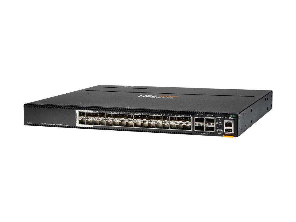 HPE Aruba Networking 8360-32Y4C v2 32p 25G SFP28 4Sec 4p 100G QSFP28 BF 3 Fans 2AC Bundle PDU