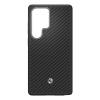 Spigen Enzo GP-FPS938PGA - Hintere Abdeckung für Mobiltelefon - Aramid-Magnet - Aramidfaser, Thermoplastisches Polyurethan (TPU), Kohlefinish, eloxiertes Aluminium - Black Silver - für Galaxy S25 Ultra