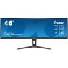 44,5" ETE DQHD VA-panel, 5120x1440@165Hz, 450cd / m², 0,8ms MPRT, Speakers, USB-C Dock (LAN, 90W PD), DisplayPort, 2x HDMI 2.1, KVM, USB3.2x3, FreeSync, 13cm Height Adj. Stand