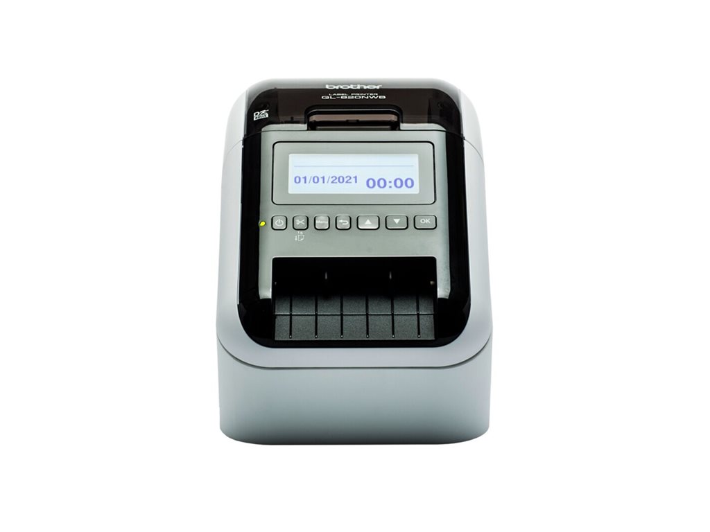 Brother QL-820NWBcVM - Etikettendrucker - zweifarbig (monochrom) - Thermodirekt - Rolle (6,2 cm) - 300 x 600 dpi - bis zu 110 Etiketten / Min. - USB 2.0, Bluetooth 5.2, Wi-Fi(n), LAN - Cutter - glänzend schwarz, weiß