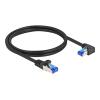 Delock - Netzwerkkabel - RJ-45 (M) gerade zu RJ-45 (M) nach rechts abgewinkelt - 1 m - 6 mm - S / FTP - CAT 6a - halogenfrei, ohne Haken - Schwarz