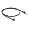 Delock - Patch-Kabel - RJ-45 (M) nach unten abgewinkelt zu RJ-45 (M) gerade - 50 cm - 4.5 mm - S / FTP - CAT 6a - halogenfrei, ohne Haken - Schwarz