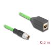 Delock M12 Kabel X-kodiert 8 Pin Stecker zu RJ45 Buchse PUR (TPU) 0,5 m
