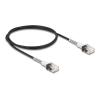 Delock RJ45 Netzwerkkabel mit doppeltem Knickschutz Cat.6A UTP Slim 1 m schwarz