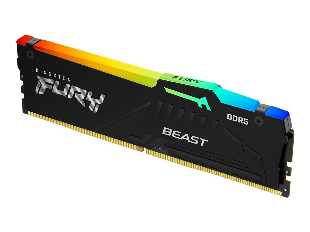 Kingston FURY Beast RGB - DDR5 - Kit - 64 GB: 4 x 16 GB - DIMM 288-PIN - 5200 MT / s / PC5-41600 - CL40 - 1.25 V - ungepuffert - on-die ECC - Schwarz