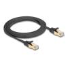 Delock RJ45 Flachband Netzwerkkabel mit Geflechtmantel Cat.6A U / FTP Stecker zu Stecker 2 m schwarz