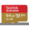 SanDisk Extreme - Flash-Speicherkarte (microSDXC-an-SD-Adapter inbegriffen) - 64 GB - A2 / Video Class V30 / UHS-I U3 / Class10 - microSDXC UHS-I