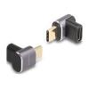 Delock - USB-Adapter - USB-C (M) zu USB-C (W) - USB 2.0 / USB 3.2 / USB4 / Thunderbolt 3 - 20 V - 5 A - 1.5 cm - gewinkelt, USB-Stromversorgung (100 W), 8K60Hz Unterstützung, bis zu 40 Gbps Datenübertragungsrate - Anthrazit