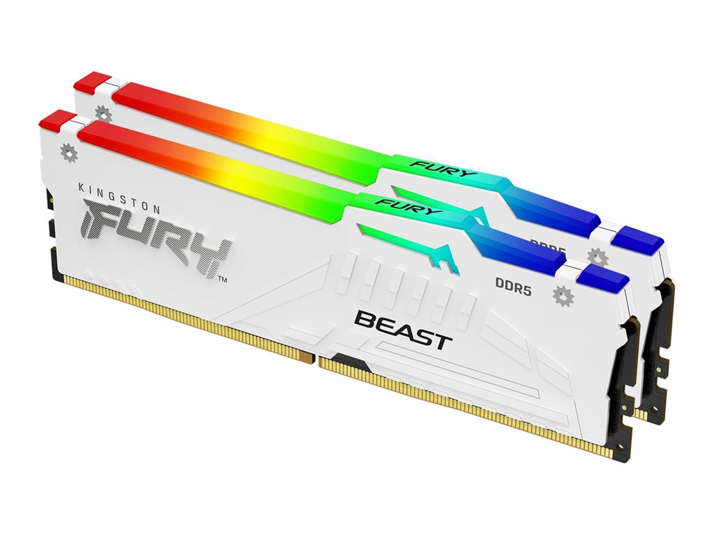Kingston FURY Beast RGB - DDR5 - Kit - 32 GB: 2 x 16 GB - DIMM 288-PIN - 6800 MHz / PC5-54400 - CL34 - 1.4 V - ungepuffert - on-die ECC - weiß
