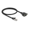 Delock Netzwerk Verlängerungskabel S / FTP RJ45 Stecker zu RJ45 Buchse Cat.6A flache Ausführung 0,5 m schwarz