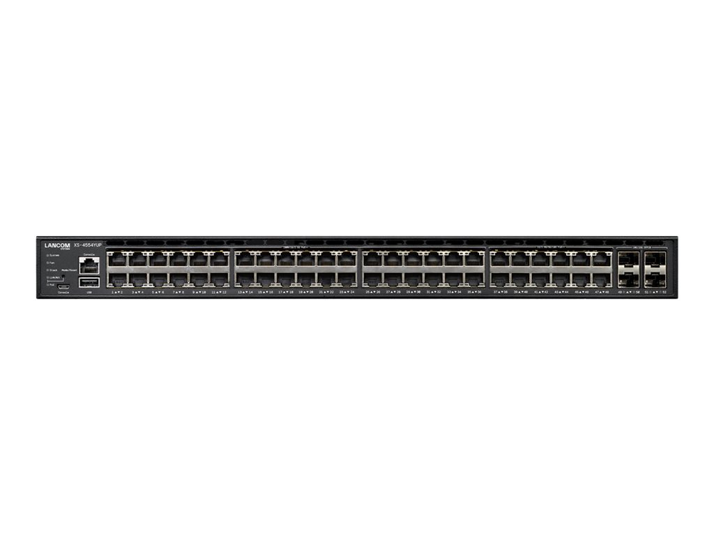 LANCOM XS-4554YUP - Switch - stapelbar, Multi-Gigabit, für große anspruchsvolle Infrastrukturen - L3 - managed - 36 x 100 / 1000 / 2.5G (PoE++) + 12 x 1000 / 2.5G / 5G / 10GBase-T (PoE++) + 4 x 25 Gigabit SFP28 + 4 x 100 Gigabit QSFP28 - an Rack montierba
