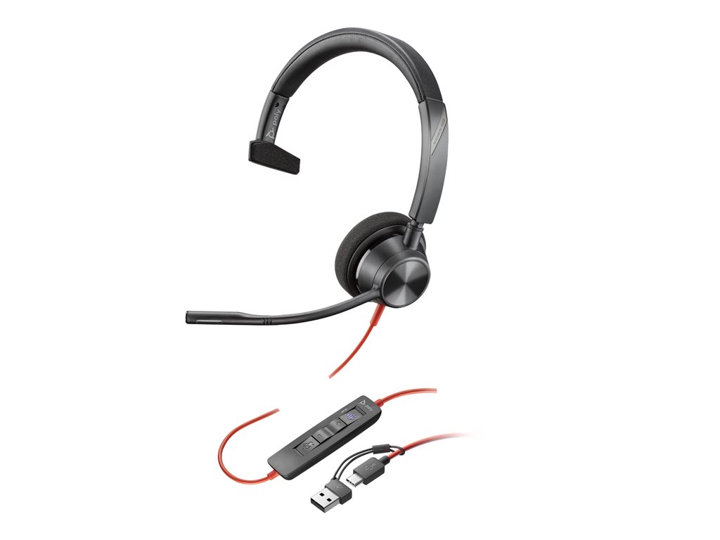 Poly Blackwire 3310 - Blackwire 3300 series - Headset - On-Ear - kabelgebunden - USB-A - Schwarz - Zertifiziert für Microsoft Teams, UC-zertifiziert - Replaces Poly SKU 214011-101