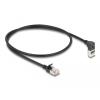 Delock - Netzwerkkabel - RJ-45 (M) nach oben angewinkelt zu RJ-45 (M) gerade - 50 cm - 4.5 mm - S / FTP - CAT 6a - halogenfrei - Schwarz