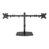 Passt für zwei Displays 13-27" mit VESA-Größen 75 x 75 oder 100 x 100 - Pfostenhöhe 452 mm - max. Abstand zwischen Bildschirmmitten 790 mm - drehen - schwenken und neigen - Schnellverschluss - Rändelschrauben - matt schwarz