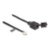 Delock Kabel RJ12 Stecker zu RJ12 Buchse mit Verschlusskappe 20 cm schwarz