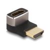 Delock HDMI Adapter Stecker zu Buchse 90 grad unten gewinkelt 8K 60 Hz grau Metall