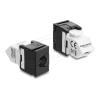 Delock Keystone Modul RJ45 Buchse zu LSA Cat.6 45 grad gewinkelte Buchse ungeschirmt schwarz / weiß