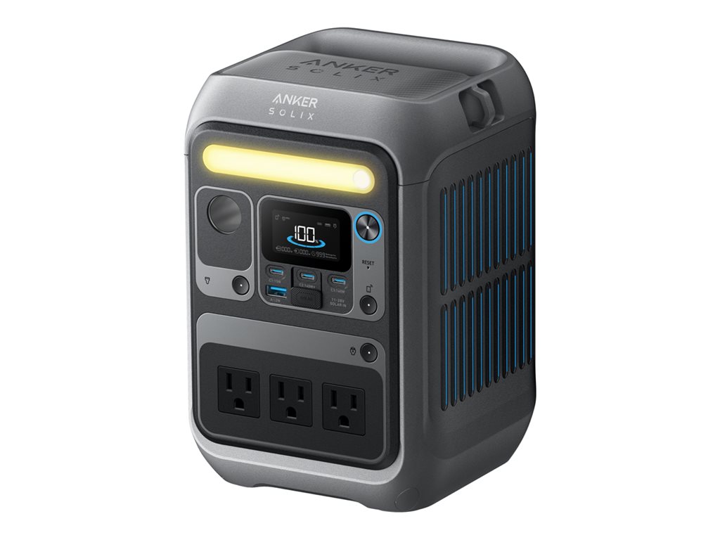 Anker SOLIX C300X - Tragbares kraftwerk - Wechselstrom 220-240 V - 300 Watt - Lithiumeisenphosphat - 288 Wh - Wi-Fi, Bluetooth - Ausgangsanschlüsse: 7 - mit PS60 portable solar panel