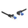 Delock - Netzwerkkabel - RJ-45 (M) gerade zu RJ-45 (M) links abgewinkelt - 50 cm - 6 mm - S / FTP - CAT 6a - halogenfrei, ohne Haken - Schwarz