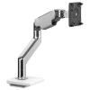 M8.1 Monitor Arm for Single Monitor - 18mm Slide Clamp - Polished Aluminum with White Trim