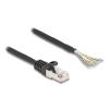 Delock - Netzwerkkabel - RJ-50 (M) zu ohne Stecker - 25 cm - S / FTP - geformt, ohne Haken - Schwarz