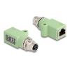 Delock M12 Adapter X-kodiert 8 Pin Buchse zu RJ45 Buchse Cat.5e mit Befestigungsloch gerade grün