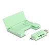 Delock Card Reader USB 5 Gbps USB-C / Typ-A für SD und Micro SD Speicherkarten mit praktischem Speicherkarten Etui - mint