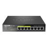 Switch / D-Link DGS-1008P / E / unmanaged / 8x 10 / 100 / 1000TX / davon 4x PoE (802.3af) / 52W PoE Kapazität / Auto-Uplink MDI-II / MDI-X / IEEE 802.1p QoS / lüfterlos / ext. Netzteil