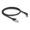 Delock RJ45 Netzwerkkabel Cat.6A S / FTP Stecker 45 grad nach rechts gewinkelt zu Stecker gerade 0,5 m schwarz