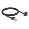 Delock Netzwerk Verlängerungskabel RJ45 Stecker zu RJ45 Buchse 90 grad gewinkelt Cat.6 F / UTP 1 m schwarz