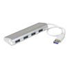 StarTech.com 4 Port kompakter USB 3.0 Hub mit eingebautem Kabel - Aluminium USB Hub - Silber - Hub - 4 x SuperSpeed USB 3.0