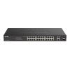 D-Link DGS 1100-26MPV2 - Switch - Smart - 24 x 10 / 100 / 1000 (PoE) + 2 x Kombi-Gigabit-SFP - Desktop, an Rack montierbar - PoE (370 W)