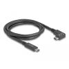 Delock - USB-Kabel - 24 pin USB-C (M) zu 24 pin USB-C (M) gewinkelt - USB 3.2 Gen 2 - 3 A - 1 m - USB Power Delivery (60W), unterstützt 4K 144 Hz (3840 x 2160), bis zu 10 Gbps Datentransferrate, DP Alt Modus-Support, E-marker - Schwarz
