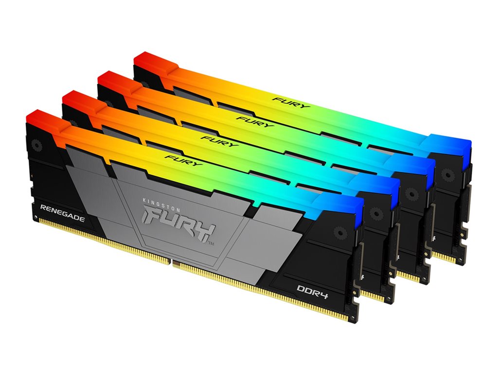 Kingston FURY Renegade RGB - DDR4 - Kit - 32 GB: 4 x 8 GB - DIMM 288-PIN - 3600 MT / s / PC4-28800 - CL16 - 1.35 V - ungepuffert - non-ECC - Schwarz