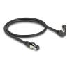 Delock RJ45 Netzwerkkabel Cat.8.1 S / FTP 90 grad unten gewinkelt / gerade 0,5 m schwarz