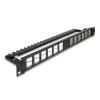 Delock 19 Zoll Keystone Patchpanel 24 Port gewinkelt mit Entlastungsschiene schwarz