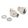 Delock Steckverbinder DC 5,5 x 2,5 mm Buchse zum Einbau Lötversion gewinkelt - Sechskant 20 V / 10 A