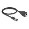 Delock - Netzwerkkabel - M12 (4-polig) (M) zu RJ-45 (W) - 50 cm - 5 mm - S / FTP - CAT 5e - IP67 - Schwarz